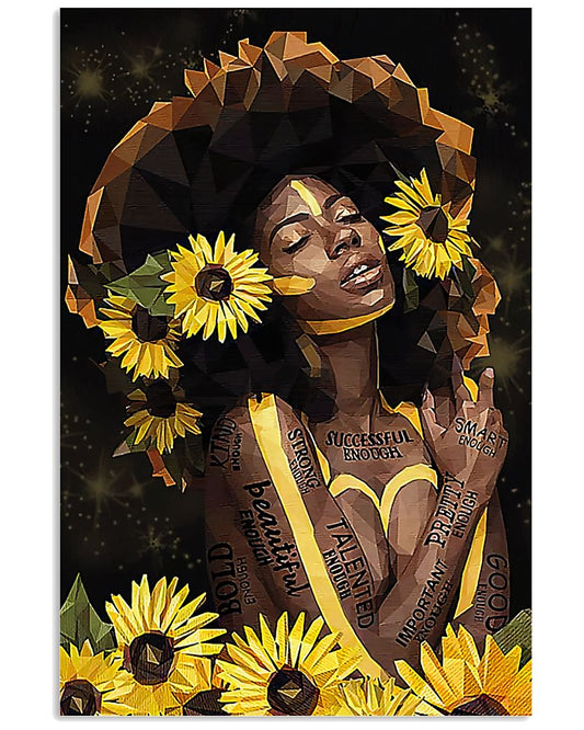 Beautiful Girl with Sunflowers