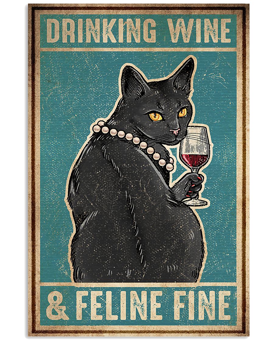 Cat Drinking Wine And Feline Fine