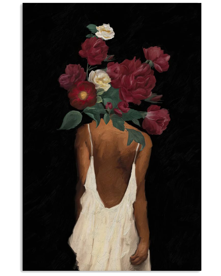 Black Woman With Flower Poster, black woman art, black art, black art print, black woman poster, black girl poster, black woman print