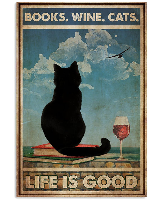 Books Cat Wine Sky View