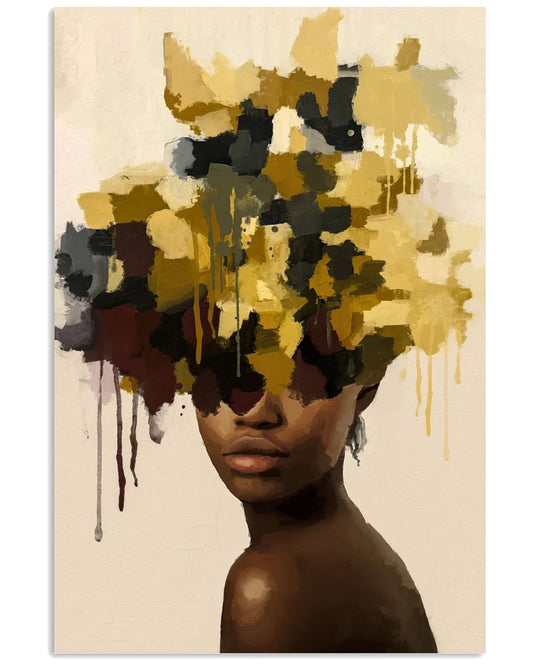 Black Woman Art, Boho Woman print, Afro American art , Abstract Female Print, Black girl print, Home decor