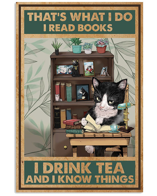 Tuxedo Cat Read Books Drink Tea And Know Things 