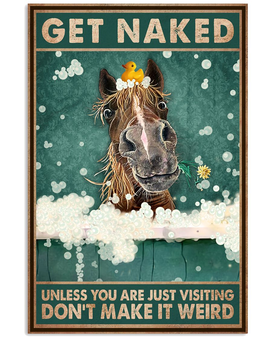 Get Naked Unless You Are Just Visiting Don't Make It Weird Poster - Horse Funny Toilet Poster - Bathroom Wall Art Decor - No Frame