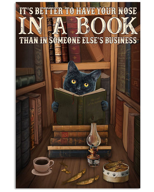 Have Your Nose In A Book Black Cat