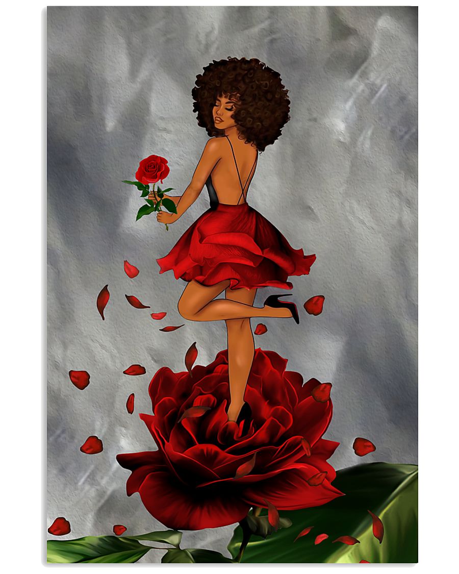 Black Girl On Rose Premium