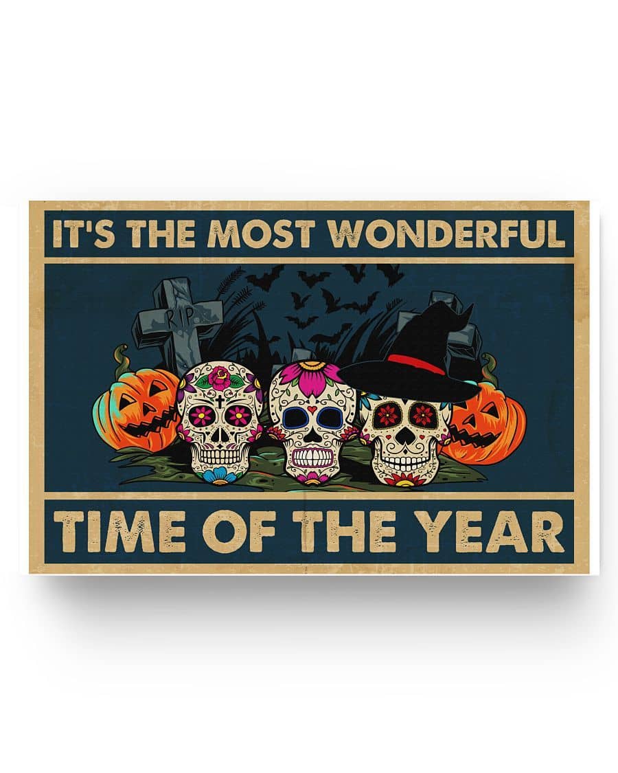 Halloween Decoration, It's The Most Wonderful Time Of The Year Sugar Skull Poster