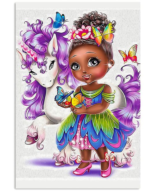 Unicorn Wall Art African American Girl